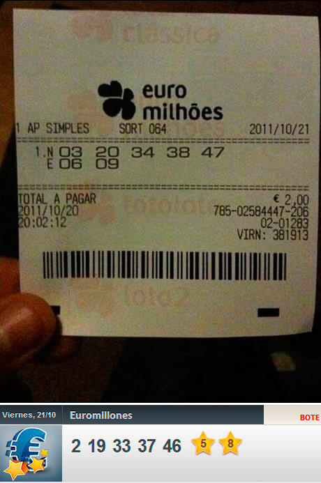 Boleto de un jugador de Portugal con mala suerte