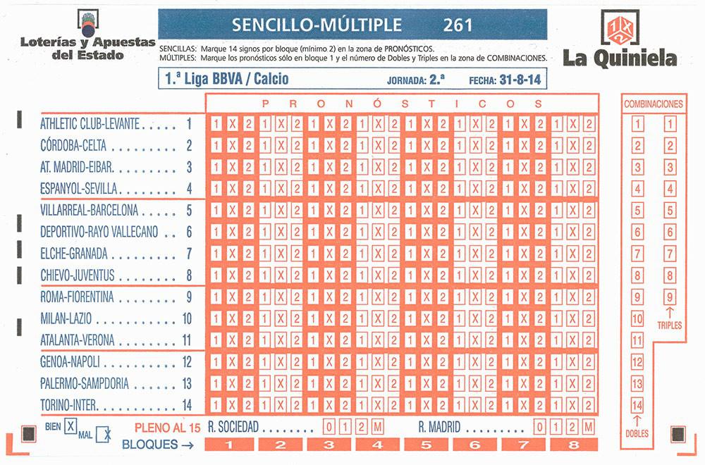 Combinación ganadora la quiniela