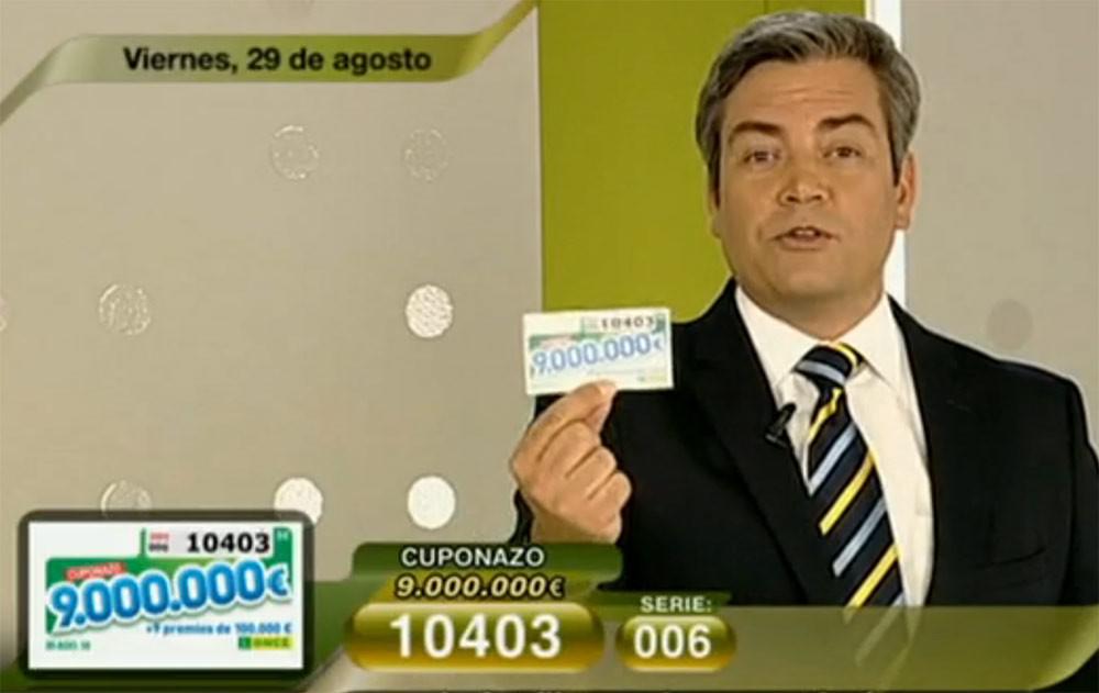 Cuponazo 29 de agosto al número 10403 con 9.000.000 de Euros | Foto: RTVE