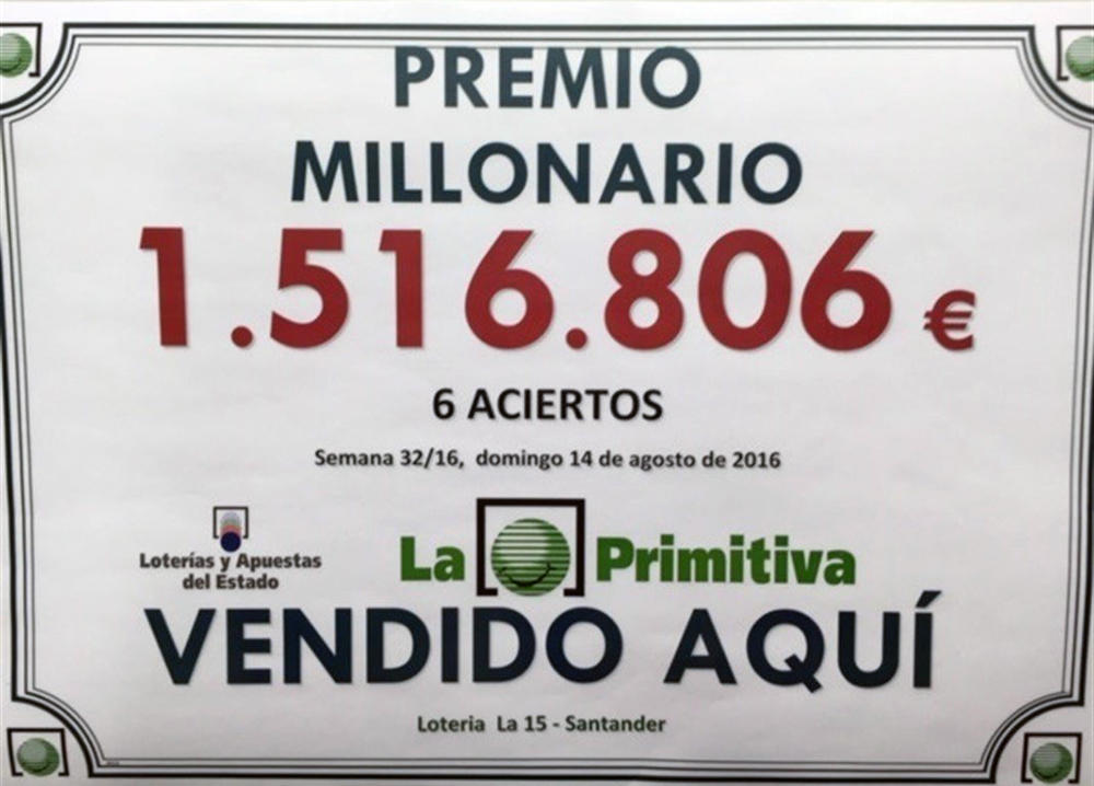 Cartel del premio en 'La 15-Santander'