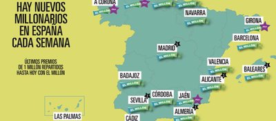 Mapa de España donde ha caido 'El Millón'