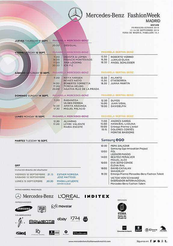 Calendario Merdedes-Benz Fashion Week Madrid