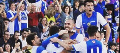 Los jugadores del Hércules celebran el único gol marcado |Foto: @cfhercules