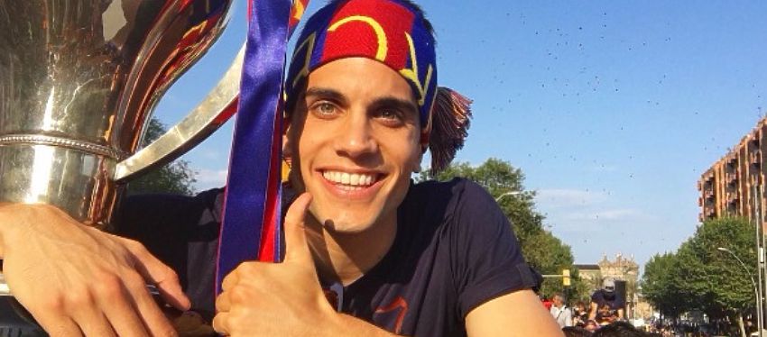 Bartra celebra el título de Liga con el FC Barcelona. Foto: Instagram