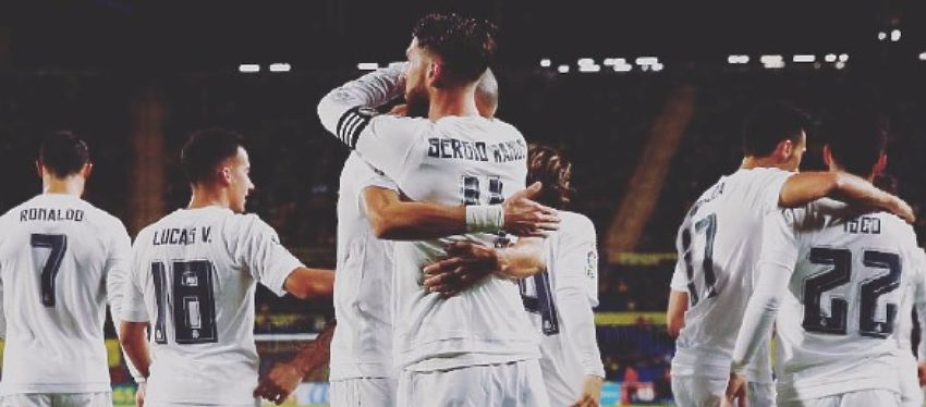 La plantilla del Real Madrid celebrando un gol esta temporada. Foto: Instagram.