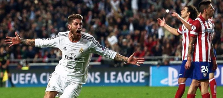 Ramos celebra el empate en la final de Champions de hace dos años. Foto: @BBVAworld.