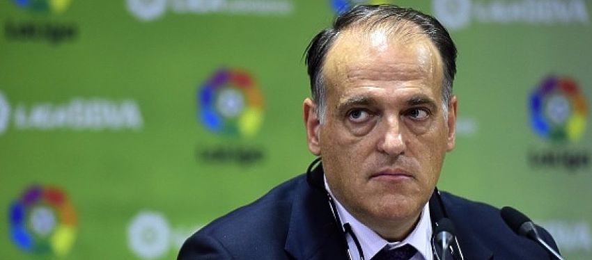 Javier Tebas, en un acto de LaLiga. Foto: @a3noticias.