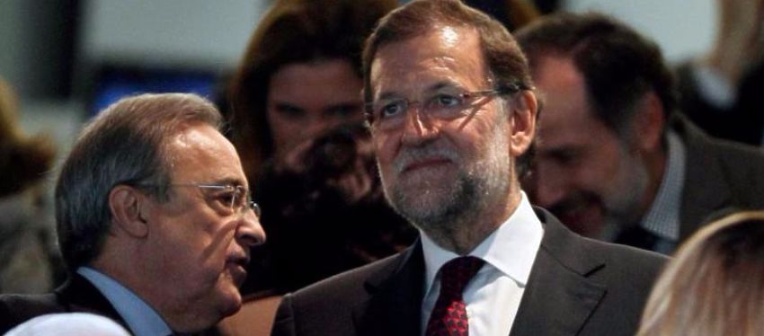 Florentino Pérez junto a Mariano Rajoy en el palco del Bernabéu. Foto: Twitter.