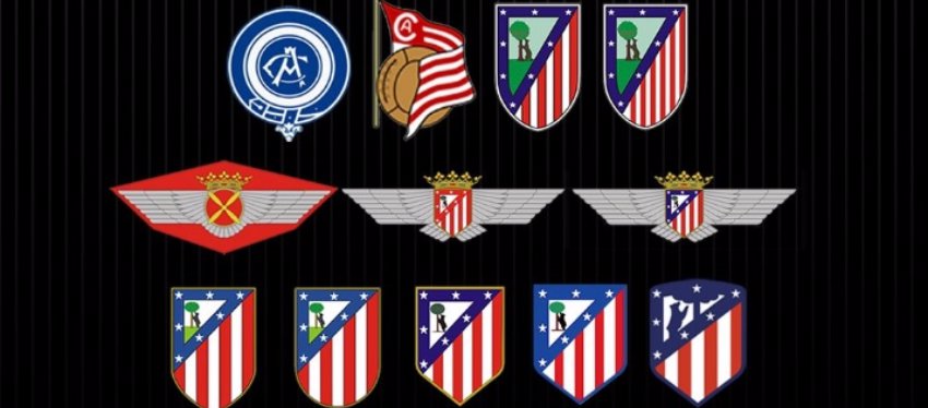 La evolución de los diferentes escudos del Atlético de Madrid. Foto: Twitter.