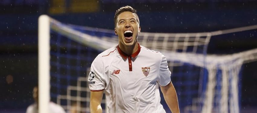 Nasri celebra el gol de la victoria del Sevilla ante el Dinamo de Zagreb. Foto: Mundo Deportivo.