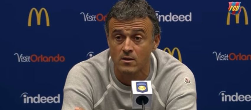 Luis Enrique compareció en rueda de prensa tras la victoria del Barça ante el Leicester. Foto: Youtube.