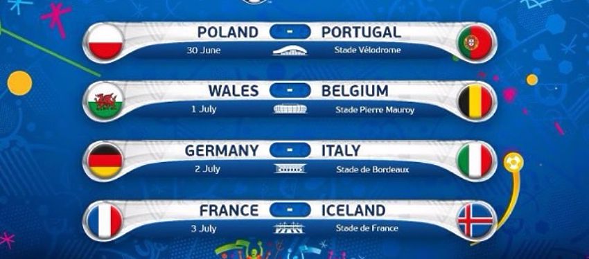 Estos son los enfrentamientos de los cuartos de final de la Eurocopa de Francia. Foto: @uefaeuro.