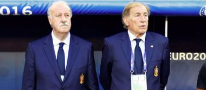 Vicente del Bosque junto a Toni Grande en esta Eurocopa