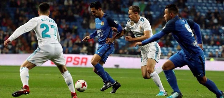 El Fuenlabrada, anoche en el Bernabéu: Foto: @sport.