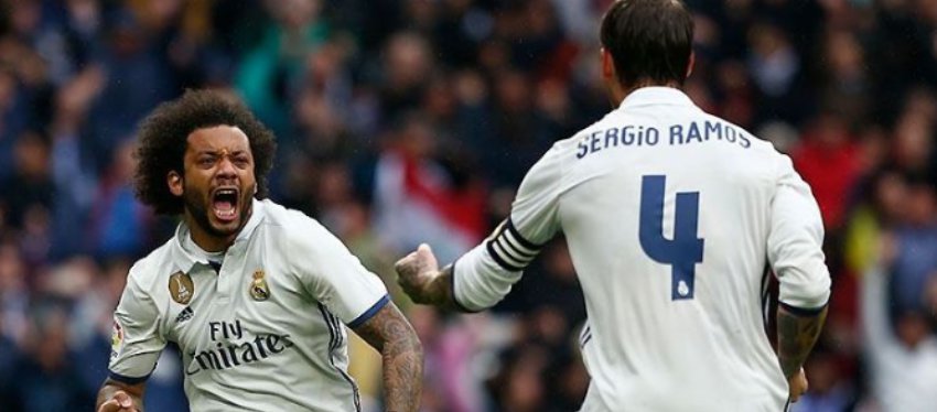 Foto: Marcelo y Sergío Ramos celebran el gol de la victoria: Twitter