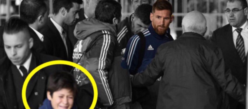 Messi, que vio el disgusto del pequeño Luciano, quiso cumplir su sueño. Foto: Twitter.