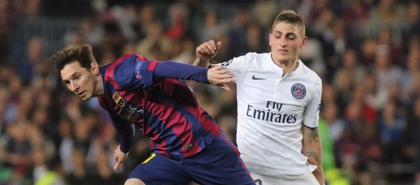 Messi y Verrati, en un duelo de Champions entre el Barça y el PSG. Foto: Mundo Deportivo.