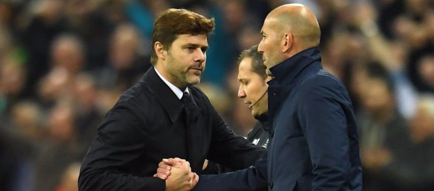 Pochettino y Zidane se saludan tras el partido del pasado miércoles. Foto: Twitter.