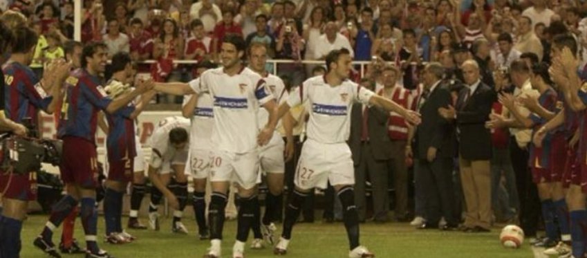 El Barça ya le hizo el pasillo al campeón de la UEFA en 2006. Foto: Eurosport.