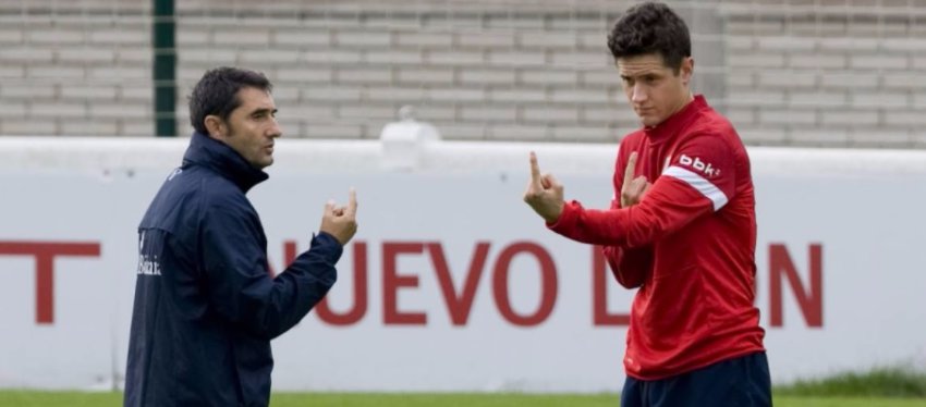 Ernesto Valverde y Ander Herrera, en el año 2013. Foto: @futbolenlaces.