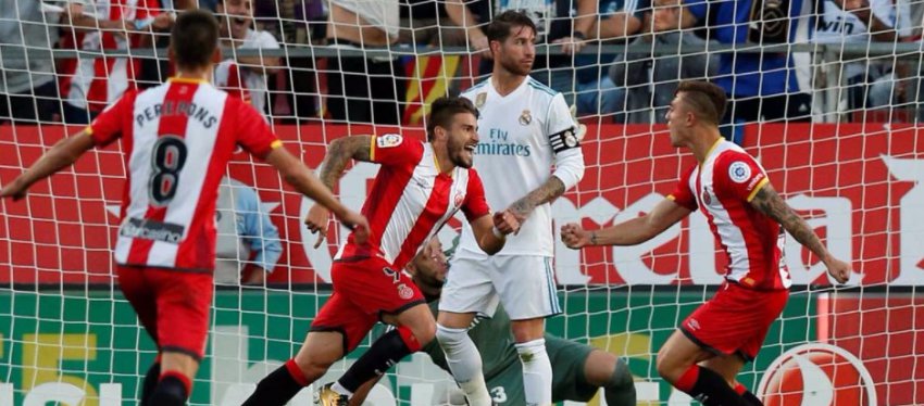 El Girona celebró por todo lo alto su victoria ante el Madrid. Foto: SportYou.