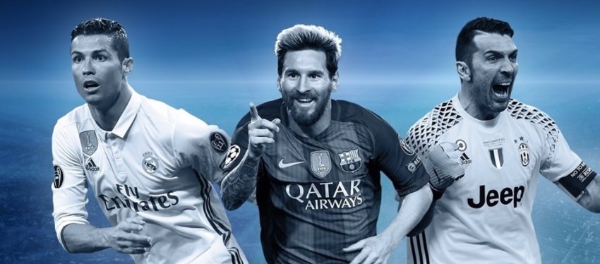 Ronaldo, Messi y Buffon: tres de los grandes protagonistas esta temporada en la Champions. Foto: UEFA.