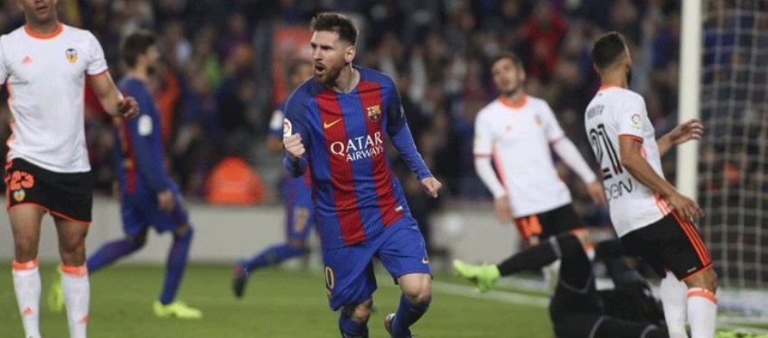Messi volvió a reencontrarse con el gol ante el Valencia. Foto: Twitter.