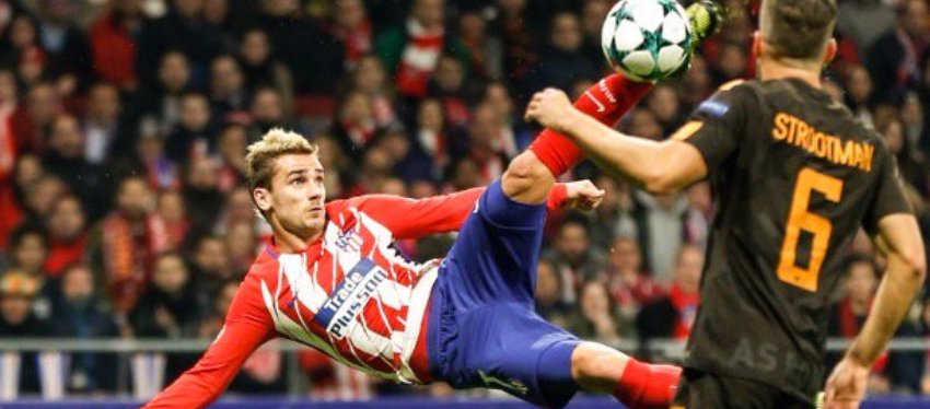 Griezmann, el protagonista de la noche con su gol de tijera. Foto: Twitter.