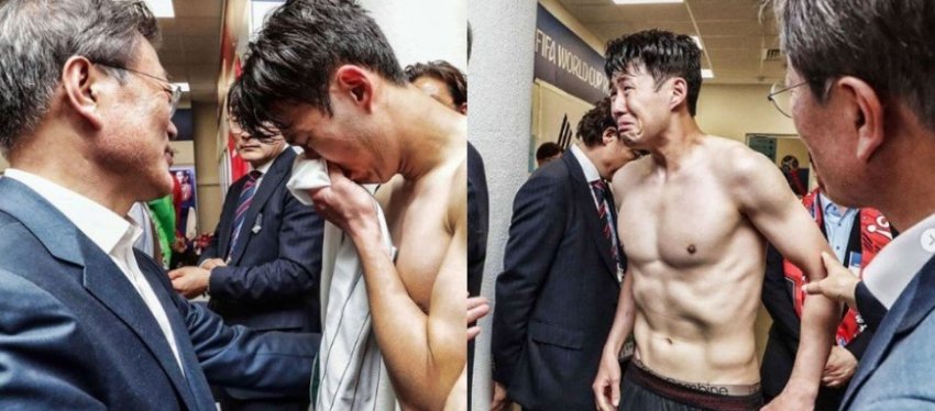 Las lágrimas de Heung-Min Son tras el Corea del Sur-México. Foto: Twitter.