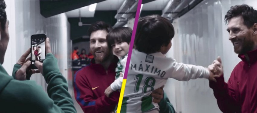 El encuentro entre el pequeño Máximo y Leo Messi. Foto: Twitter.