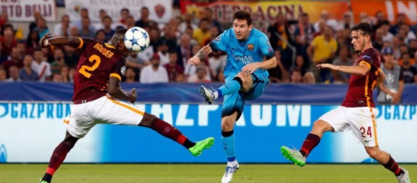 Imagen del último duelo entre Barça y Roma. Foto: Sportsnet.