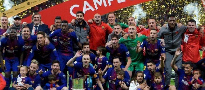 El Barça celebra su triunfo en la pasada Copa del Rey. Foto: Twitter.