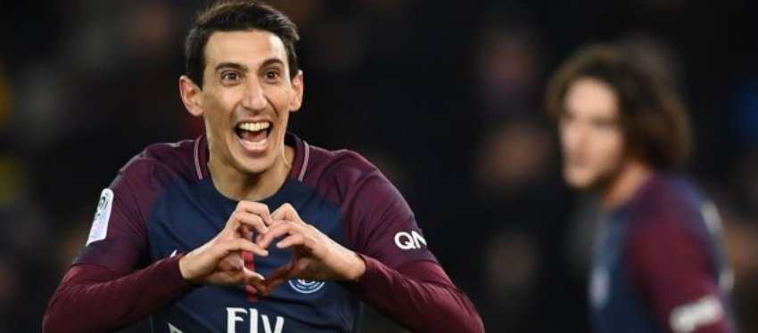 Di María celebra un gol con el PSG. Foto: Twitter.