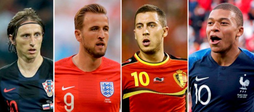 Modric, Kane, Hazard y Mbappé, cuatro de los grandes protagonistas en Rusia. Foto: Twitter.
