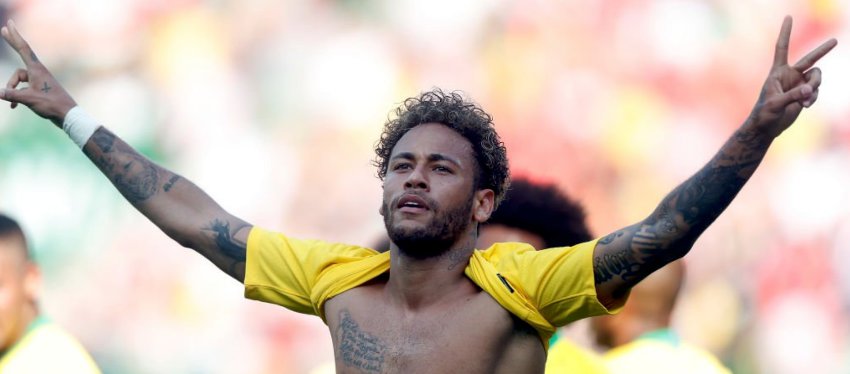Neymar celebra el tanto ante Austria. Foto: Twitter.