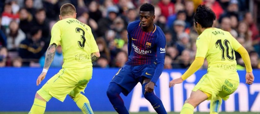 Dembelé, hoy en el Camp Nou. Foto: Twitter.