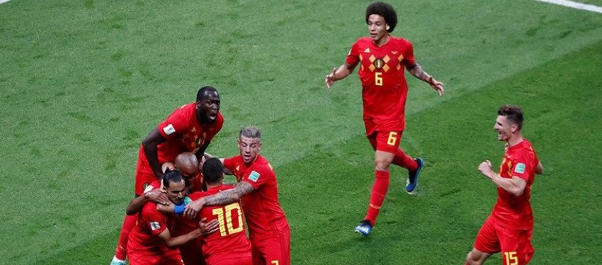 Bélgica celebra su victoria ante Brasil. Foto: Twitter.