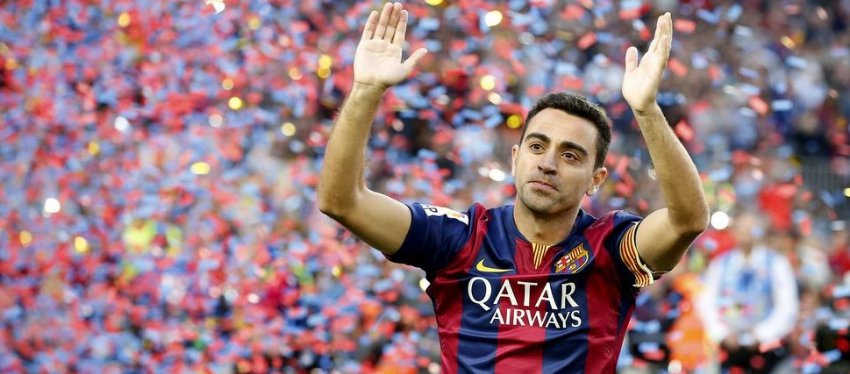 Xavi, en su despedida del FC Barcelona. Foto: Twitter.